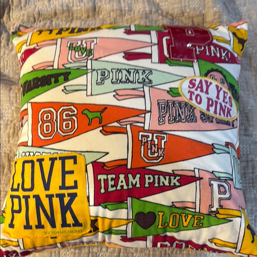Colorful love pink vintage Graphic Pillow with Pink Accents